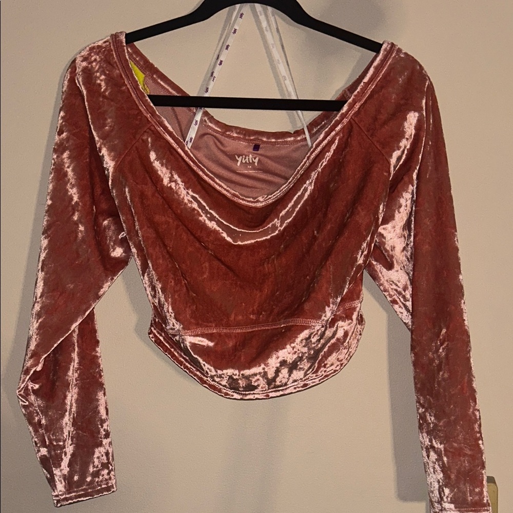 YITTY Velvet Rose Long Sleeve Crop Top